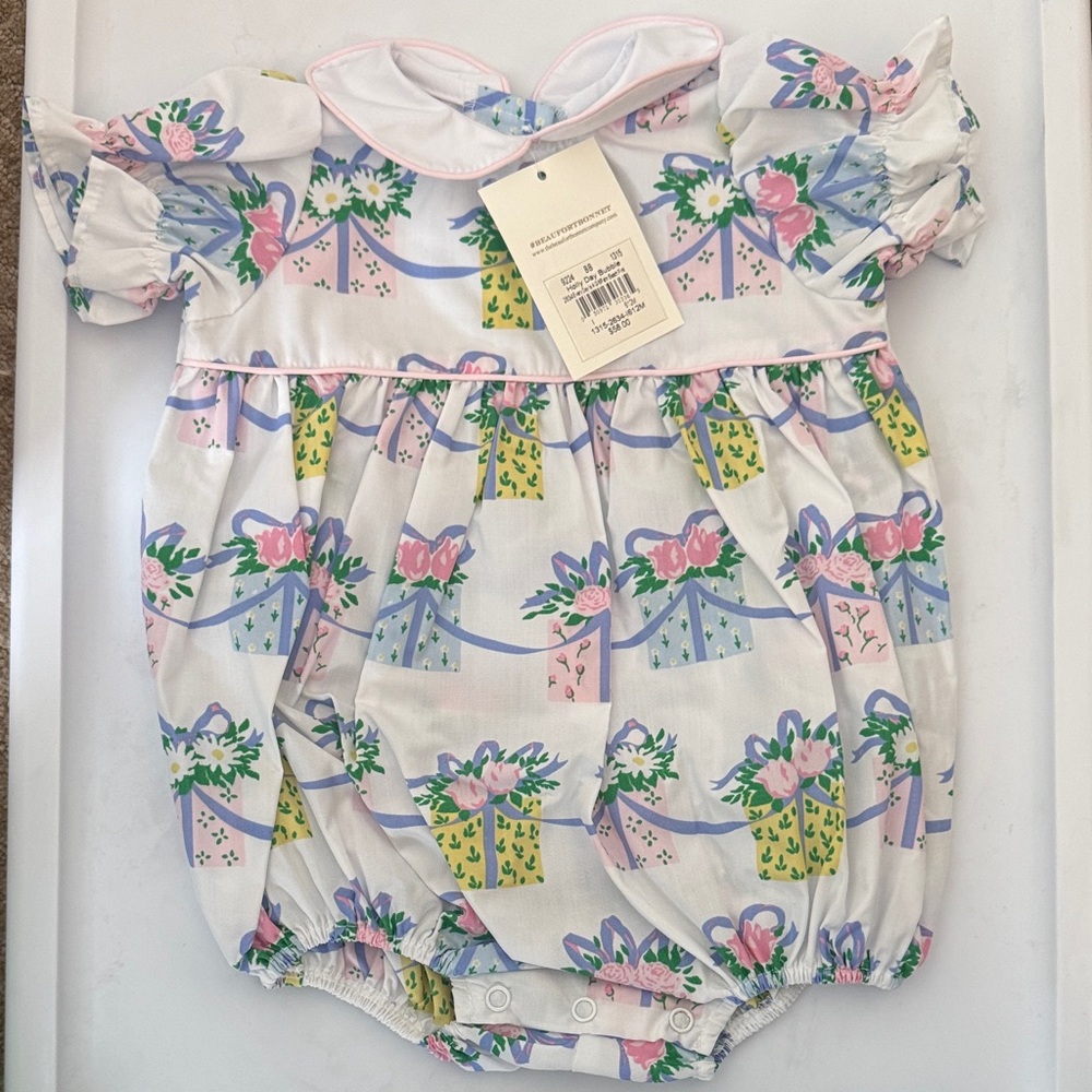 The Beaufort Bonnet Company Floral Bodysuit - White, Pink, Green